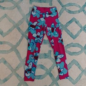 Deep pink flowered leggings